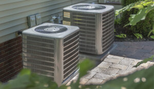 Outdoor HVAC heating and air conditioning units